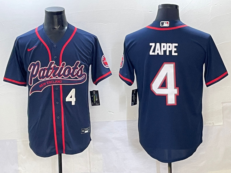 Men 2025 New England Patriots #4 Zappe blue Nike NFL jersey style 13